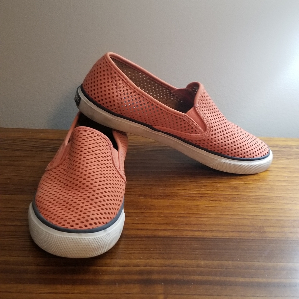 Sperry slip on leather shoes